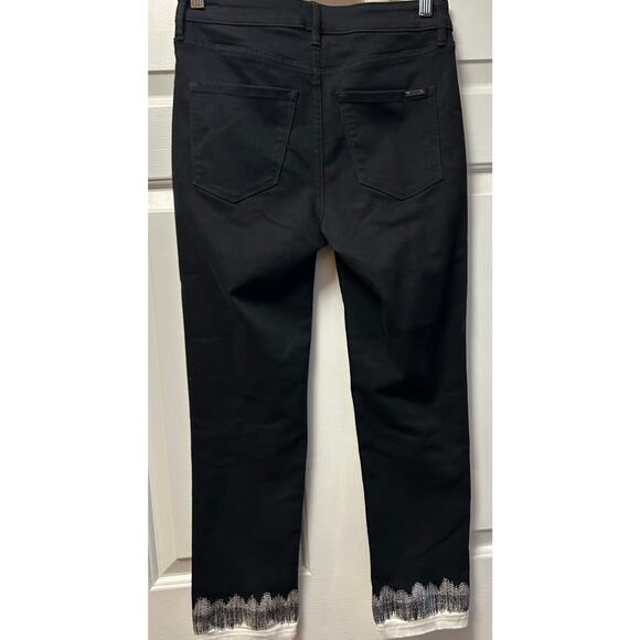 White House Black Market High-Rise Embroidered Black Cuff Slim Crop Jeans, Sz. 2 - Picture 7 of 11